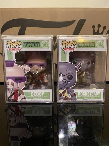 Funko Pop Vinyl Teenage Mutant Ninja Turtles Lot Bebop 142 Rocksteady 143