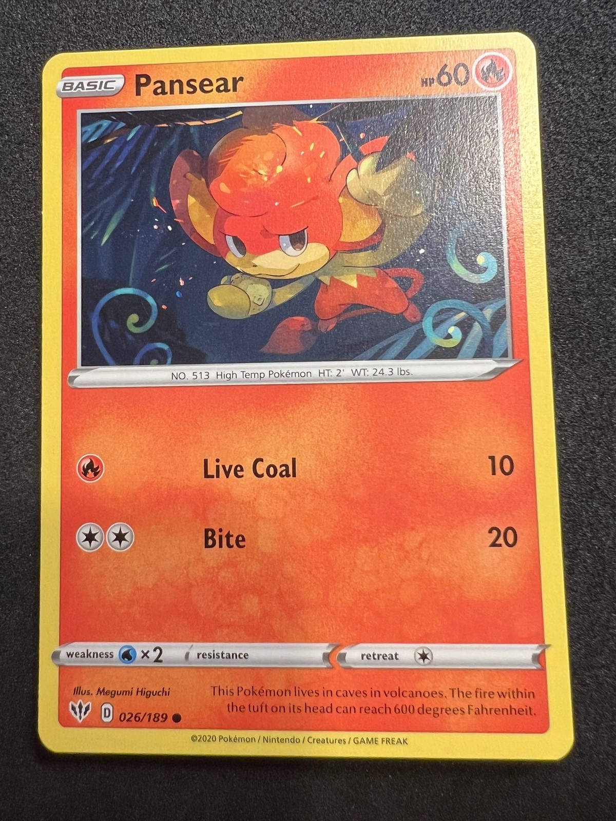 Pansear 26/189 Common Darkness Ablaze Pokemon 2020
