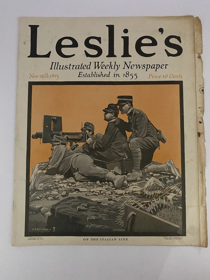 Lot of 7 Leslie’s Wk Illustrated NP 1915 WWI Era –Nov & Dec Iss–Historic Covers - Image 4 of 4