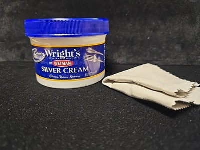 Wright's by Weiman Silver Cleaner Polish Cream with Polishing Cloth Ammonia Free