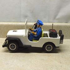 Vintage Japan TN Nomura Police Dept. Patrol Jeep Bump N Go Battery Op, 11"