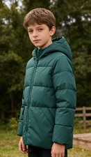 Gap Boys Green Puffer Hoodied Jacket Size L 12-14 Years