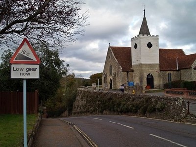 Foto A2 Low Gear Now Alverstone Dreieck Warnschild beim Annäherung c2011