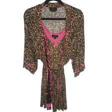 Thalia Sodi Intimates Nightgown Robe Set Womens XXL L/XL Leopard Floral Lace