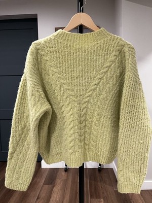 Universal Thread Women's Light Yellow Cable-Knit Mock Neck Pullover Sweater XL