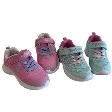 Skechers Sneakers Toddler Girl 10 Shoes Aqua Pink Lightweight Lot of 2 Fair
