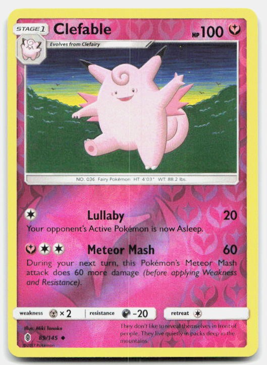 Guardians Rising Clefable 89/145 NM Pokemon Reverse Holo Uncommon Tcg Card