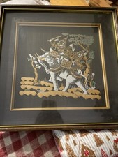 Thai Traditional Elephant Art Print Framed Behind Glass — listing 6