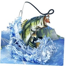 3D Bass Fish Popup Card - Handmade Fishing Paper Art for Birthday, Bass Fishing