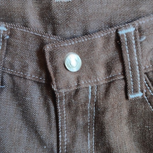 Boys 10 24x23 Jeans Vintage Sears Rough Houses Brown Denim Knee Patches 1970's - Picture 5 of 8