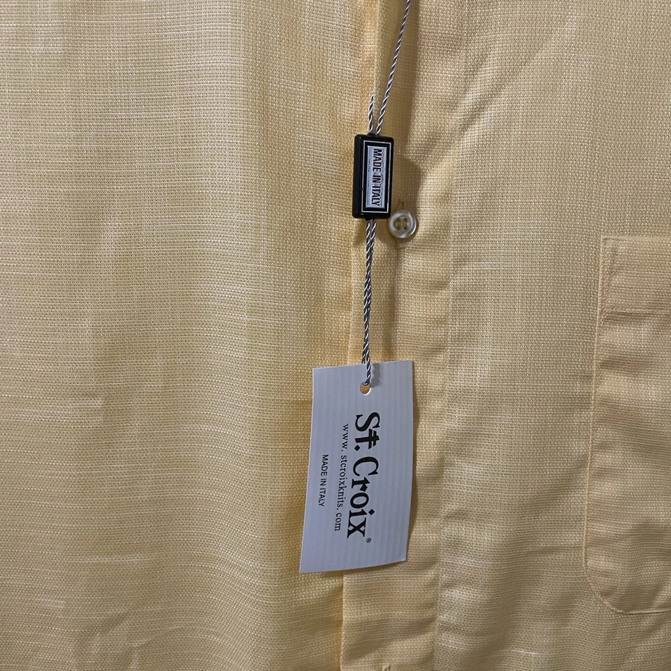 Camisa De Colección St. Croix Amarilla Abotonada Manga Corta Para Hombre Grande Nueva Con Etiquetas Italia Foto 3 de 4