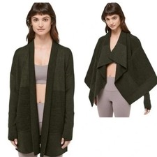 Sz 6 Lululemon Sit In Lotus Wrap II Cardigan Olive Merino Wrap Sweater Yoga Cozy