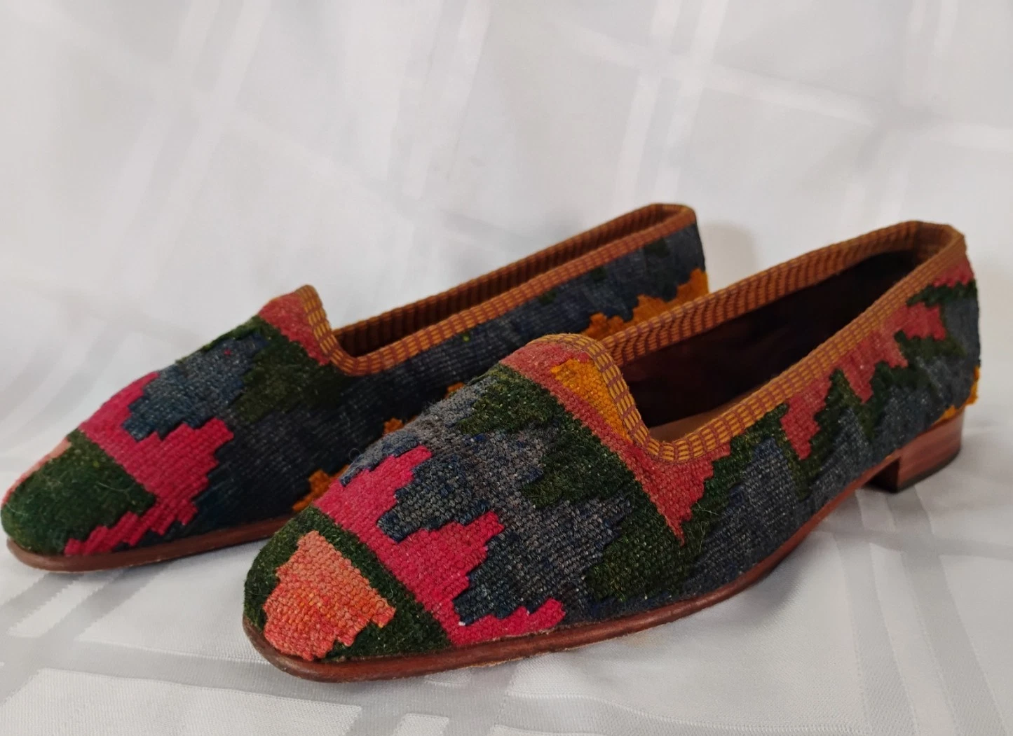 Kilim Loafers Women's Size 6 to 6.5 Turkish Carpet Handwoven Wool Shoes