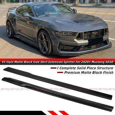 For 2024-2026 Ford Mustang GT V3 Add On Black Side Skirt Extension Splitter