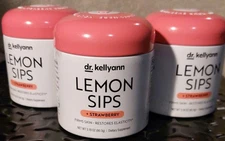 3x Dr. Kellyann Lemon Sips + Strawberry Drink Mix  3.19 oz Each Exp 11/2025 ..