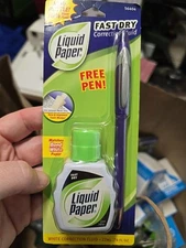 Vintage Liquid Paper Correction Whiteout With Free Pen NOS Original '05 Fast Dry