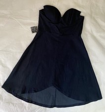 Nasty Gal Strapless Dress Blue Denim Size Large Sweetheart Neckline High Low