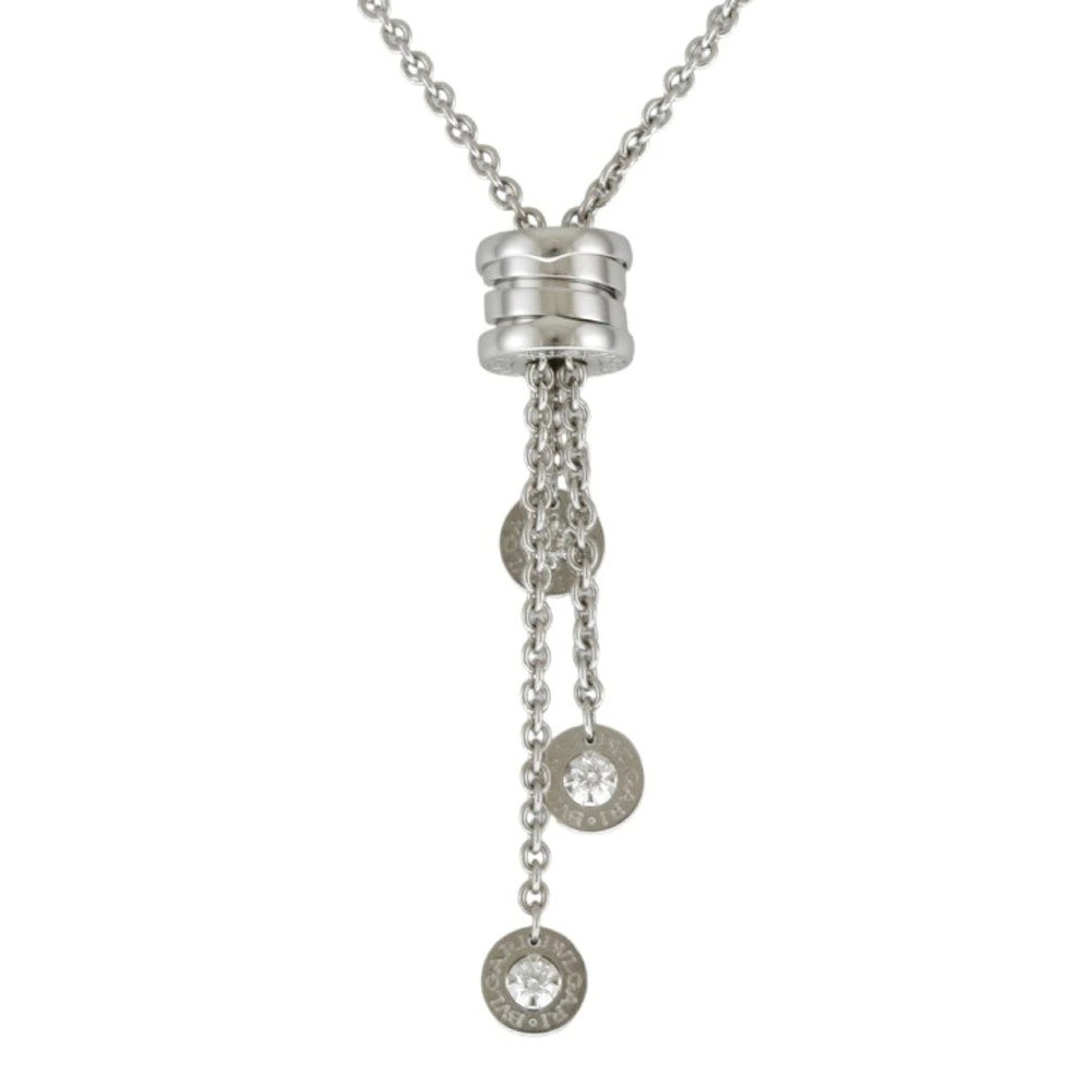 BVLGARI B-zero1 Element Necklace 18K White Gold Diamond Unisex 20.5in