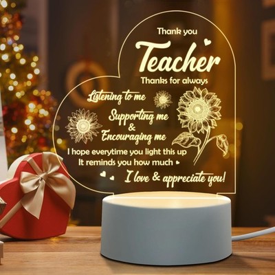 Weihnachtsgeschenk für Lehrer Lehrassistent Acryl Nachtlicht Dankeschön Geschenke