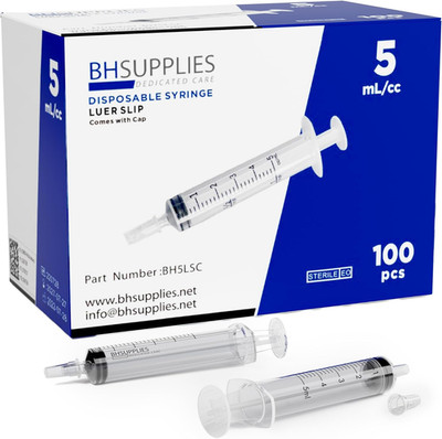 5Ml Oral Syringe with Cap (No Needle) - Sterile, Individually Wrapped - 100 Syri