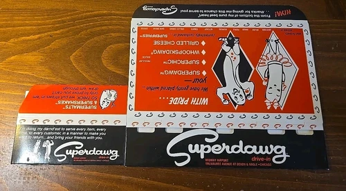 CHICAGO HOT DOG SUPER DAWG DRIVE IN RESTAURANT HOT DOG BOX RED SOUVENIR BOX RARE