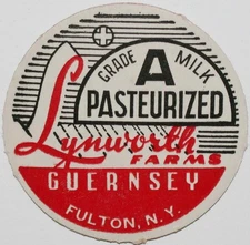 Vintage milk bottle cap LYNWORTH FARMS Guernsey Fulton New York new old stock