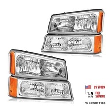 s Assembly for 2003-2006 Chevy Silverado 1500 2500 3500, Headlight Chrome Amber