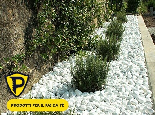 Ciottoli marmo Bianco Carrara 60/100mm sassi pietre arredo vasi e giardino 25 Kg - Foto 7 di 12