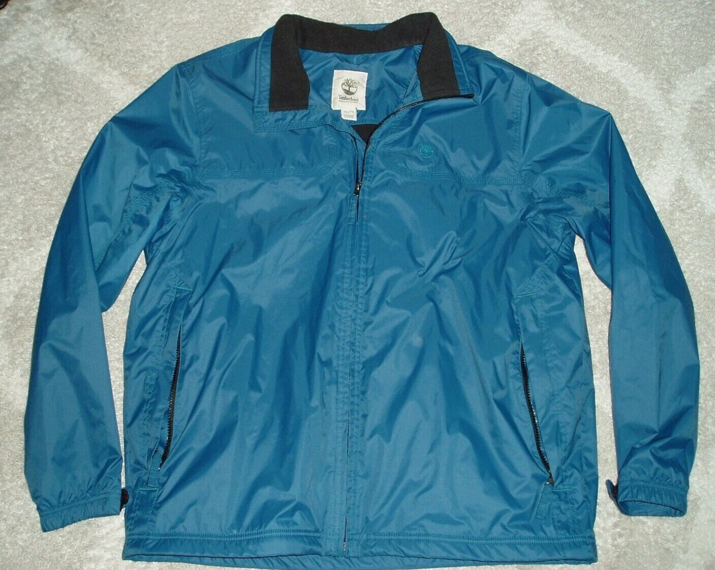 MENS TIMBERLAND WATERPROOF 100% NYLON ZIP FRONT JACKET Sz XL Teal/Blue RN#76382