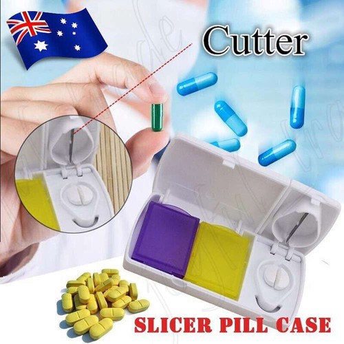 Pill Cutter Box Grinder Medicine Boxes Tablet Storage Crusher Splitter Case New - Picture 2 of 13