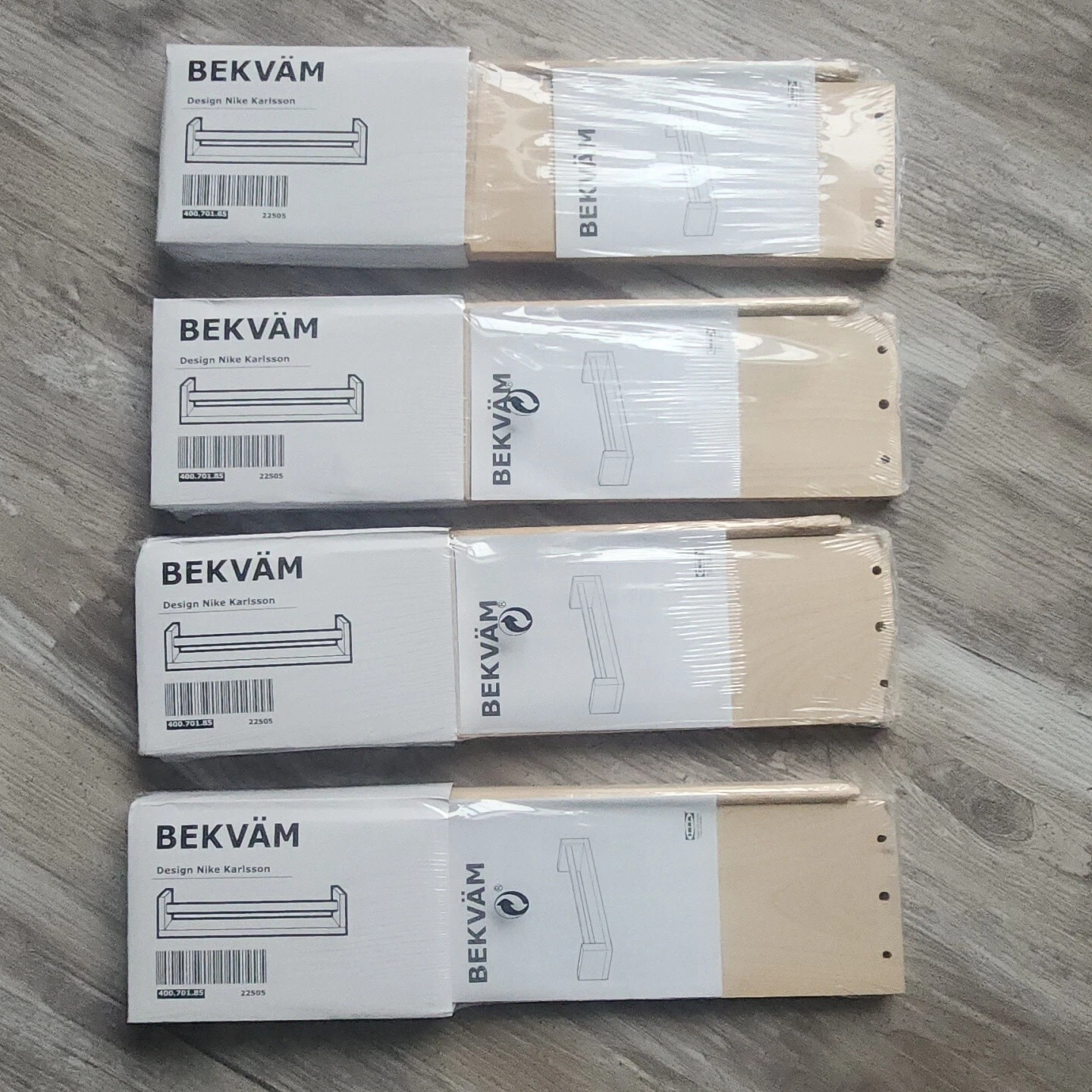 Lot of 4 IKEA BEKVAM Birch Wood Spice Racks Floating Nursery Book Shelf Storage