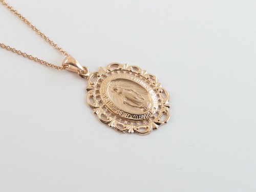 Collana in oro rosa 14 kt Vergine Maria 16" 18" 20" - Foto 5 di 9
