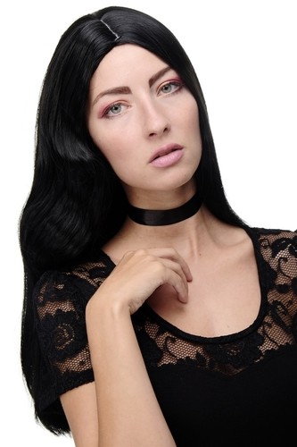 Parrucca da Donna Diva Lungo Riga IN Mezzo Liscio Onde Nero GFW1734-1B