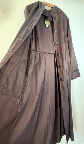 Maralyce Ferree Women XS Light Coat Long Iridescent Trench Copperish Hood Design - Picture 4 of 6