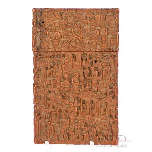 Antique Chinese Card Holder Made of Carved Sandal Wood. China, Ca. 1900
