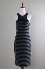 T ALEXANDER WANG $350 Gray Velour Velvet Striped Racerback Tank Dress Size Small