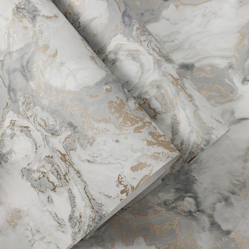 Luxury Marble Silver Grey Wallpaper Metallic Swirls Abstract Art Glitter Texture - Picture 20 of 41