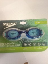 Speedo Kids Glide Swimming Goggles Bungee Strap UV Protection Ages 3-8 Blue New