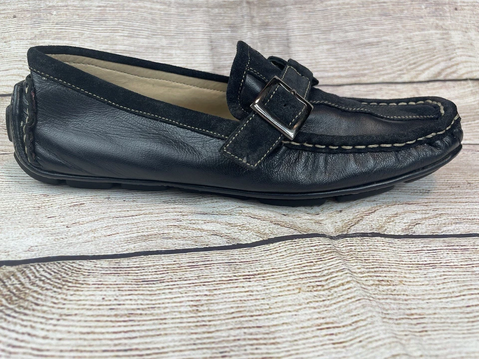 Zapatos mocasines Fitzwell para mujer talla 6,5 de cuero negro gamuza Foto 2 de 4
