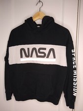 H  M NASA Space Mission Hoodie Black Pullover Sweatshirt Size Med Kids 12/14