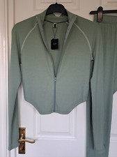 WMNS Women's Tracksuit Set Size L UK 12 - 14 Eden Sage Green Athleisure Stretch