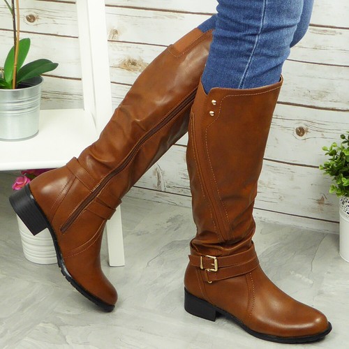 Botas hasta la rodilla para mujer Botas de invierno cálidas con hebilla elástica reforzada elástica elástica elástica - Imagen 12 de 22