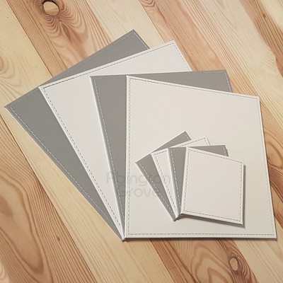Set Of 8 Faux Leather Placemats Coasters Reversible White Grey
