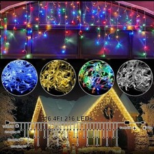 16.4Ft Curtain Icicle Lights Wedding Party LED Fairy Christmas Indoor Outdoor