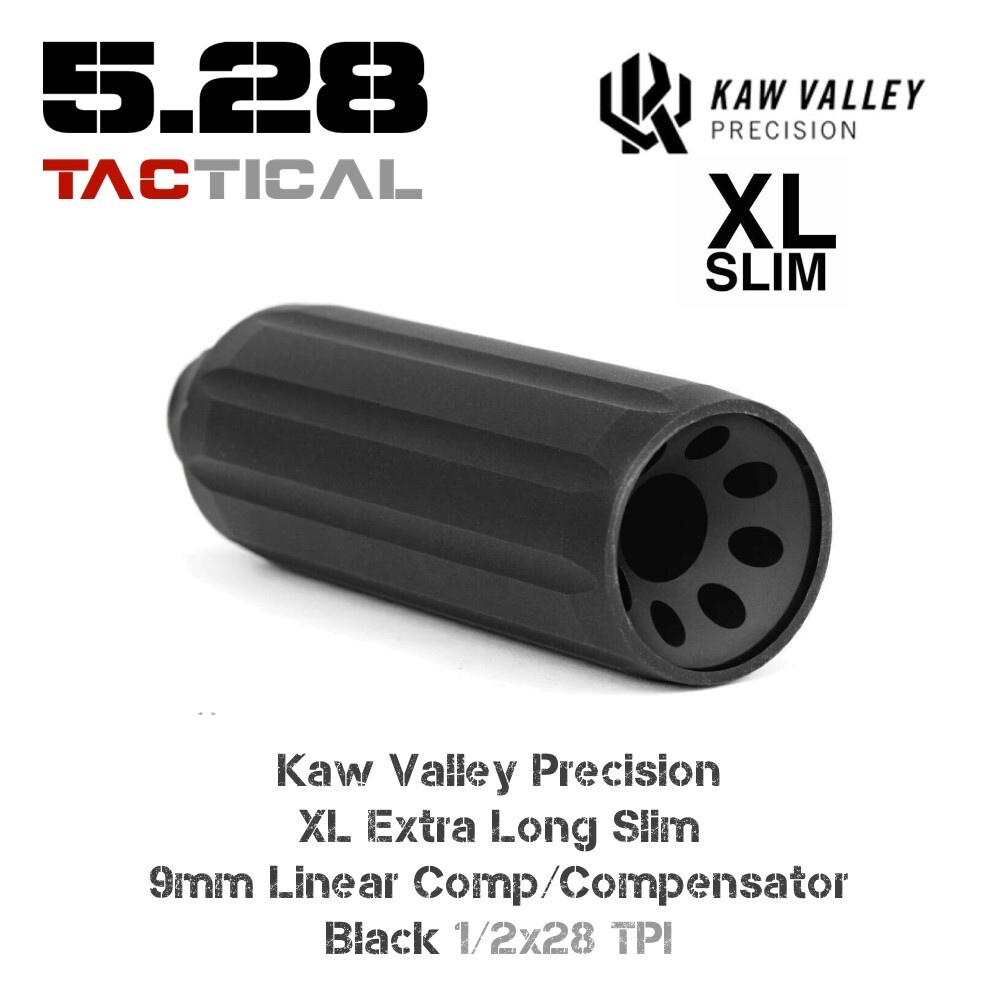 Kaw Valley Precision XL Extra Long Slim 9mm Linear Comp/Compensator 1/2x28 TPI