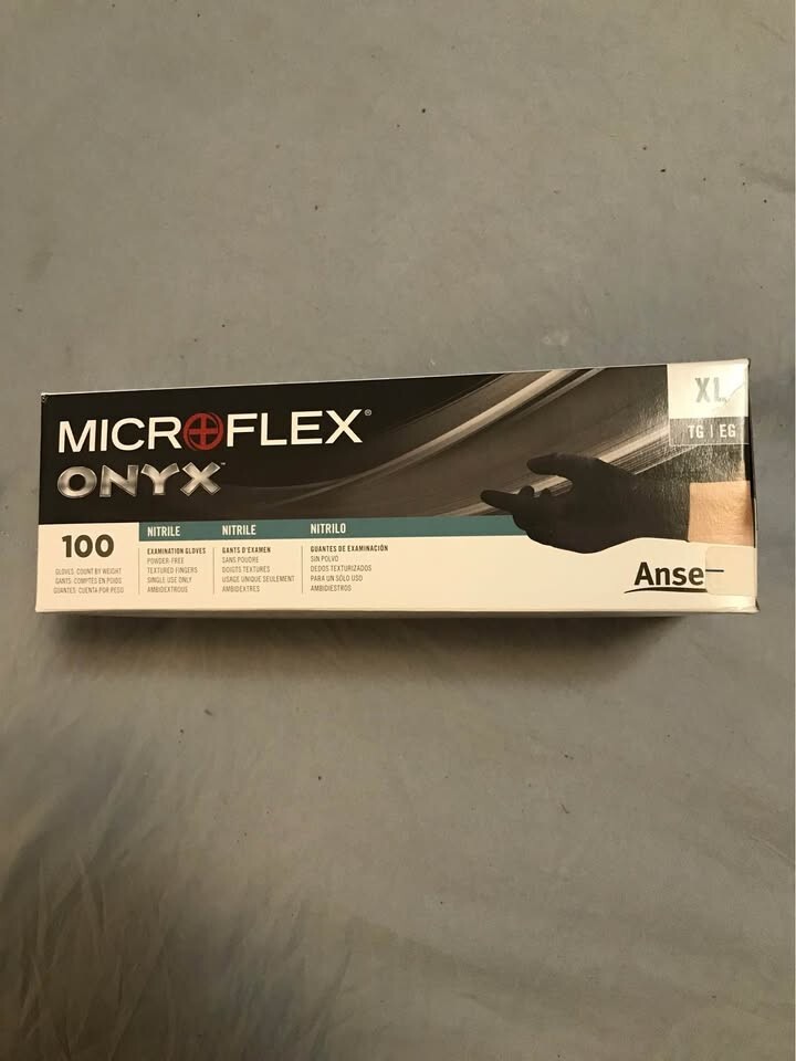 Ansell Microflex Onyx Nitrile Gloves N644 Black Size XL Box of 100