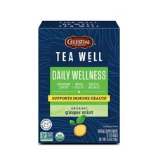 Celestial Seasonings Tea Well Organic GINGER MINT Wellness Tea 12 Ct. OCT 2026