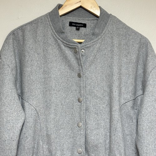 Blu Pepper Lane Bomber Jacket Womens S Gray School Streetwear Layer Slouchy - Picture 5 of 10