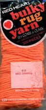  618 Medium Orange - Red Heart Bulky Rug Yarn, Latch Hook, 320 pieces, acrylic