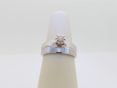 14k Vintage Diamond Bridal Set White Gold Natural Wedding 14K Solid Size 5 R733 - 第 1/9 張圖片